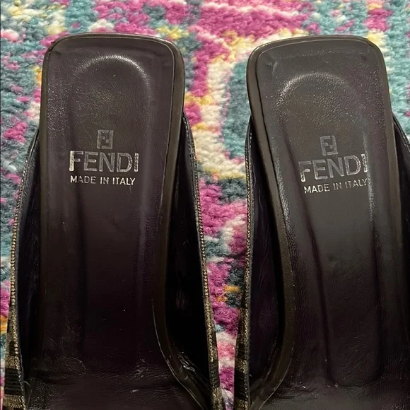 Fendi Women's Black and Brown Zucca kitten heel 6.5 - Picture 2 of 9